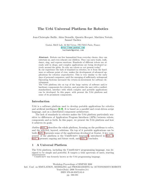 The Urbi Universal Platform for Robotics - rfc1149.net