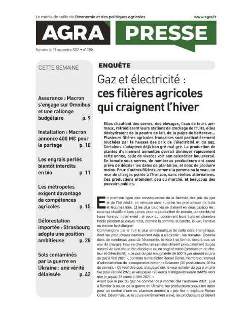 Agrapresse Hebdo n° 3856 - 2022 09 19