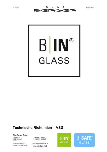 Technische Richtlinien – VSG. - Glas Berger GmbH