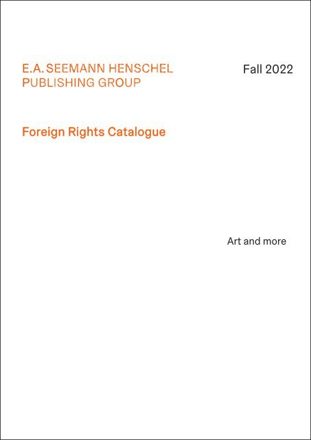 Foreign Rights Catalogue E.A. Seemann Henschel Fall 2022