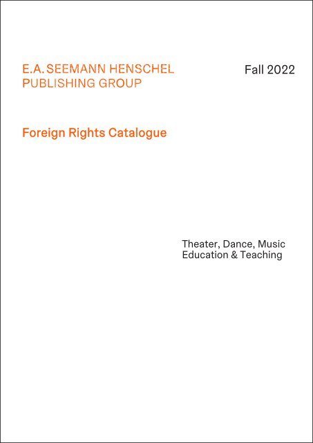 Foreign Rights Catalogue E.A. Seemann Henschel Fall 2022