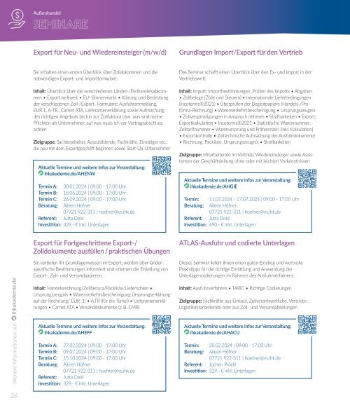 IHK Akademie SBH: Weiterbildungen 2024