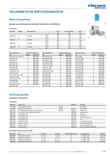 Fischer Katalog 32  // Gruppe 1.1 // Vollhermetische Verdichter, Verflüssigungssätze