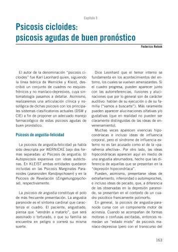 5 - Psicosis cicloides. Psicosis agudas de buen pronóstico