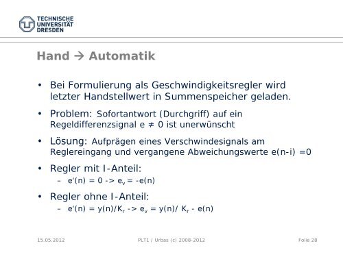 Basisautomatisierung Reglerbausteine - Fakultät Elektrotechnik und ...