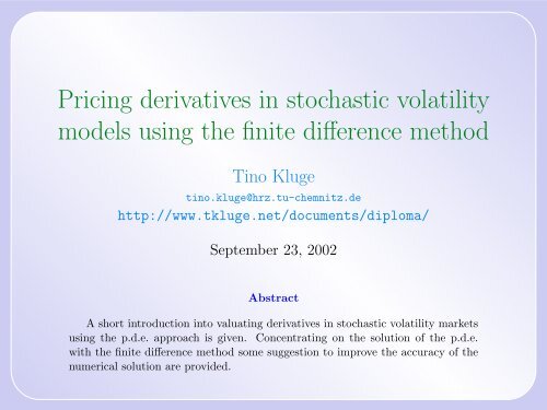 Pricing derivatives in stochastic volatility models using the ... - Monarch