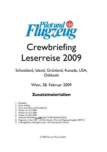 dem Flug sein. Zumindest ein „abbrevi- ated briefing“ - Pilot und ...