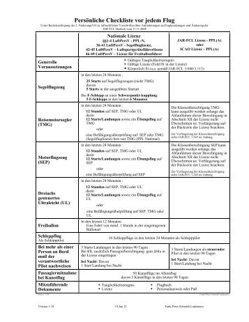 Persönliche Checkliste vor jedem Flug - Familie Schmidt-Lademann