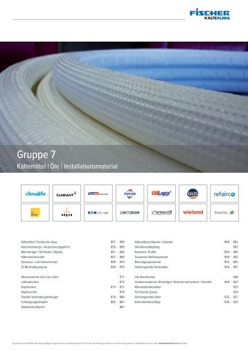 Fischer Katalog 32 // Gruppe 7 // Kältemittel & Installationsmaterial