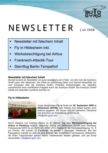 NEWSLETTER - Auto-Gyro.de