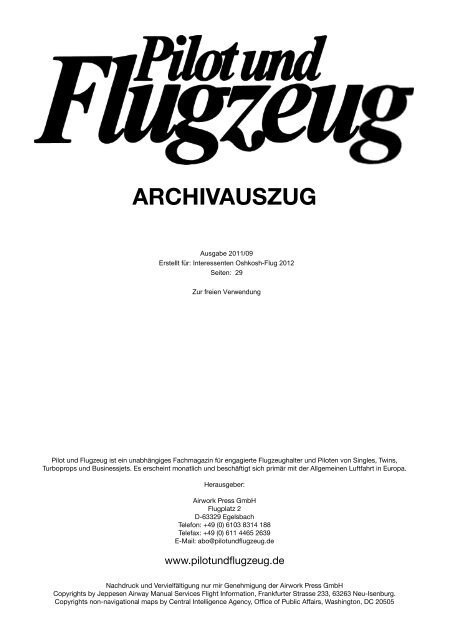 archivauszug - Pilot und Flugzeug Artikel