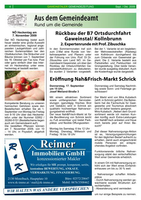 Gemeindezeitung - September/Oktober 2009 - Gaweinstal