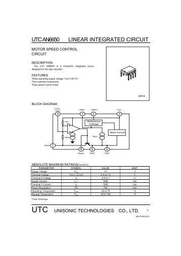 UTC AN6650 LINEAR INTEGRATED CIRCUIT - ClassicCmp...