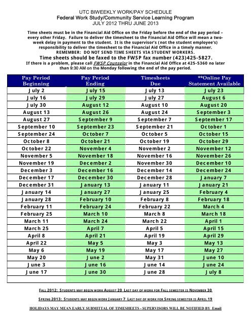 utc-biweekly-work-pay-schedule