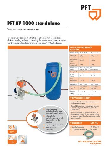 PFT Waterpomp AV 1000 standalone_nl