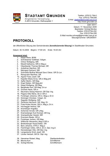 PROTOKOLL - Gmunden - Land Oberösterreich