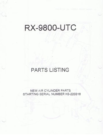 Parts book for Kansai RX-9800-UTC