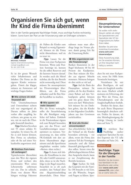 vznews, Schweiz deutsch, November 2022, Ausgabe 133