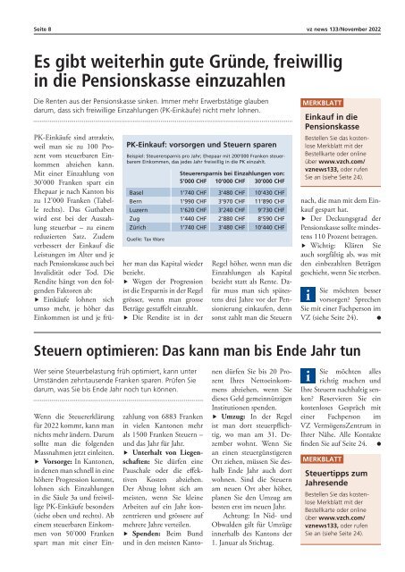 vznews, Schweiz deutsch, November 2022, Ausgabe 133