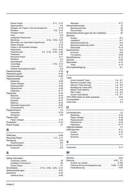 Menu Map - Utax