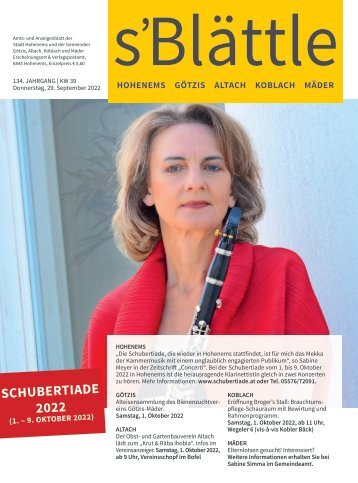 s'Blättle Nr. 39 - Do, 29. September 2022
