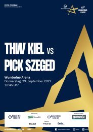 ZEBRA Hallenheft THW Kiel vs. Pick Szeged, 29.09.2022 in Kiel