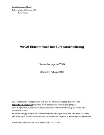 Index - VwGH-Geschäftszahlen - Österreichischer ...