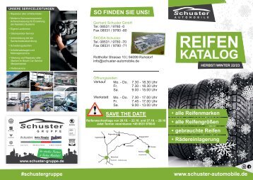 Schuster Automobile - Reifenkatalog