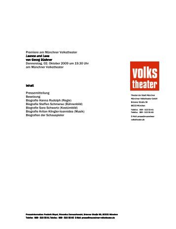Premiere am Münchner Volkstheater Leonce und Lena Leonce und ...