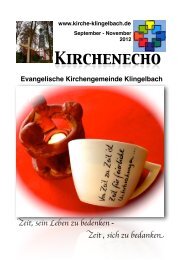 Kirchenecho - Evangelische Kirchengemeinde Klingelbach