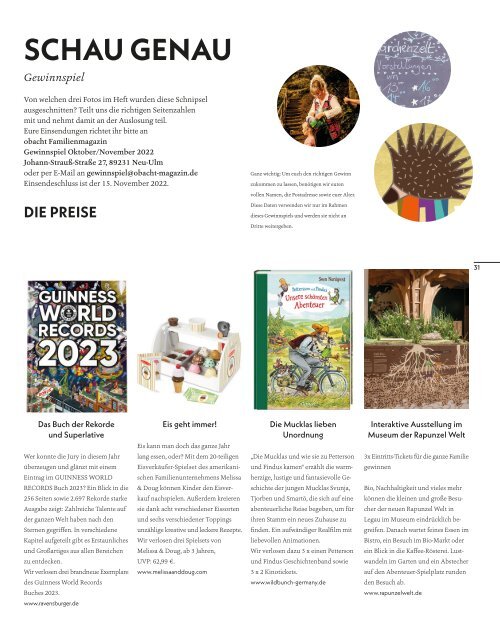 obacht Familienmagazin Oktober/November 2022