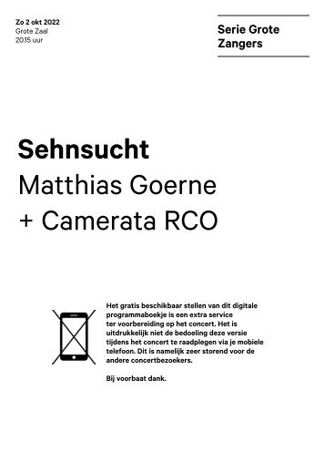 2022 09 30 Sehnsucht - Matthias Goerne + Camerata RCO