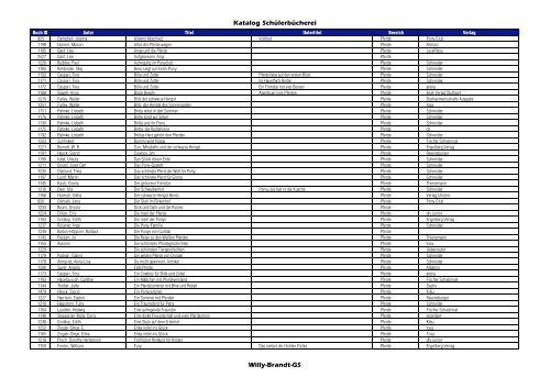Katalog der Schülerbücherei - Willy-Brandt-Gesamtschule