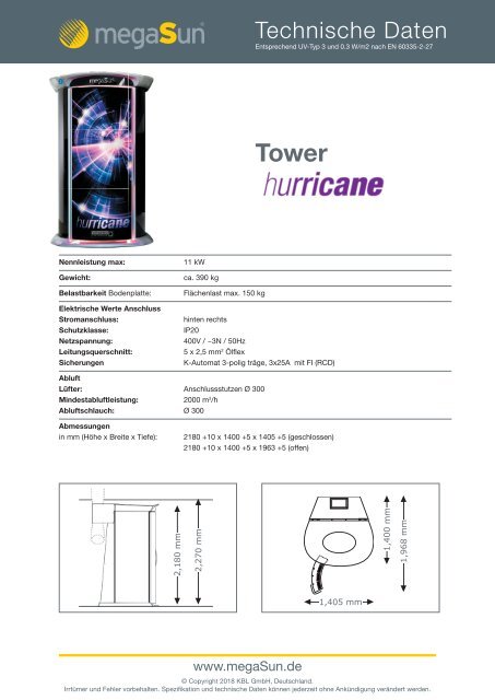 Datenblatt Tower Hurricane