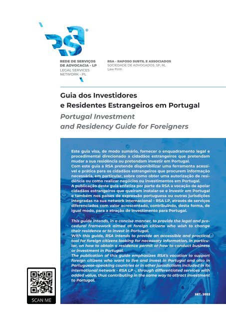 Guia dos Investidores e Residentes Estrangeiros em Portugal