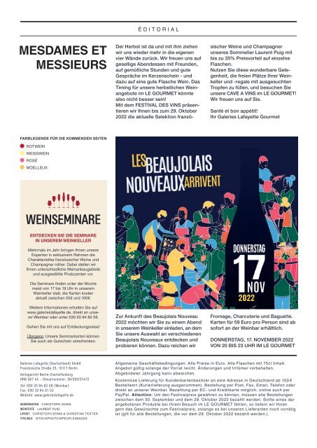 Festival des Vins Herbst 2022-Weinkatalog | Le Gourmet | Galeries Lafayette Berlin