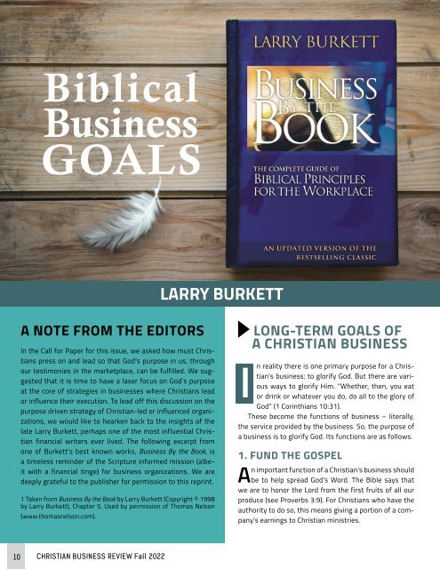 Christian Business Review 2022: Pressing On Toward God's Goal