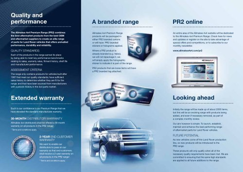 Looking ahead A branded range PR2 online Quality ... - Allmakes 4x4