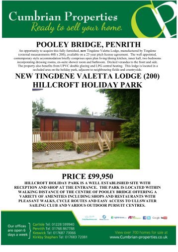 new tingdene valetta lodge (200) hillcroft holiday park price £99950