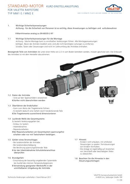 standard-motor kurz-einstellanleitung für valetta raffstore typ mm1 e ...