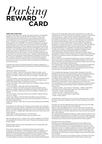 REWARD CARD - Westfield