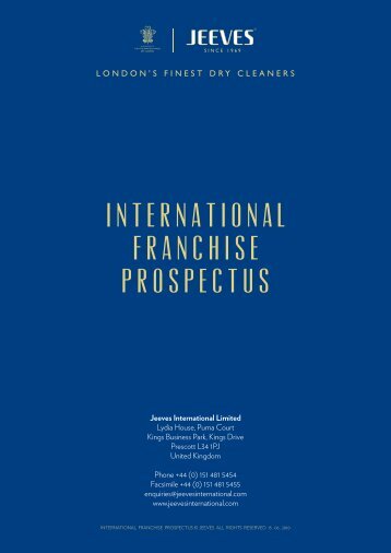 INTERNATIoNAL FRANCHISE PROSPECTUS - Jeeves