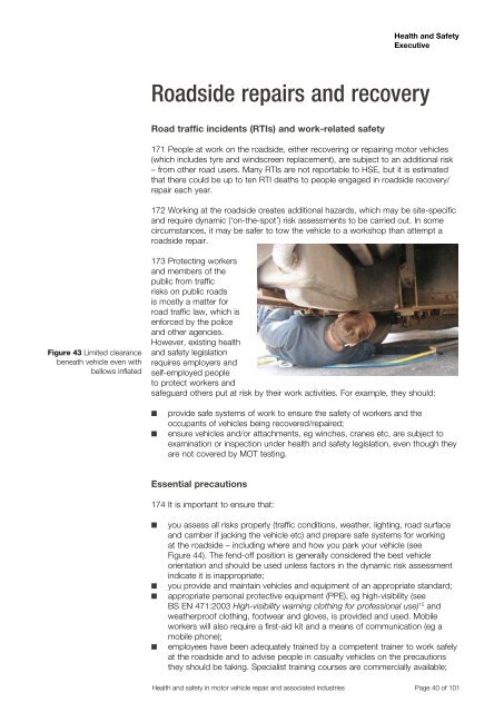 Health and safety in motor vehicle repair and associated industries