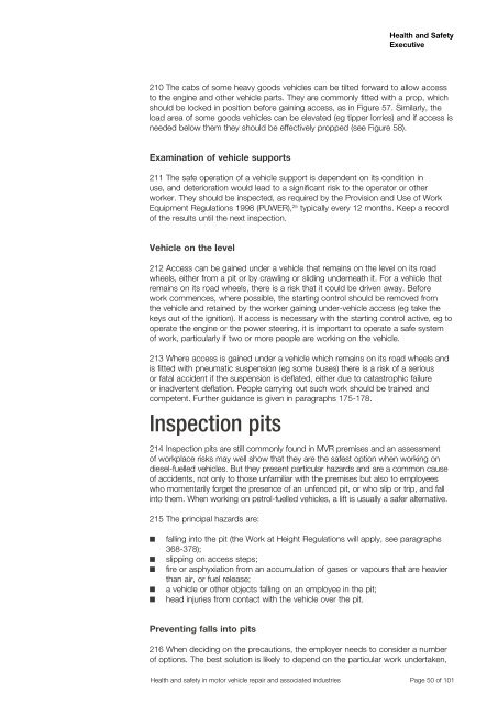 Health and safety in motor vehicle repair and associated industries