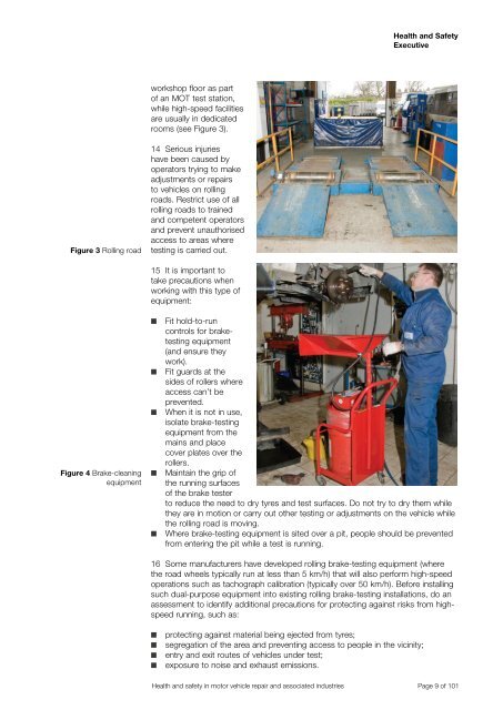 Health and safety in motor vehicle repair and associated industries