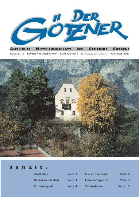 Der Gotzner Oktober 2001 Gotzens Land Tirol
