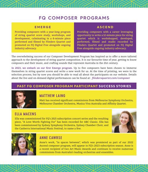 Flinders Quartet 2023 season brochure