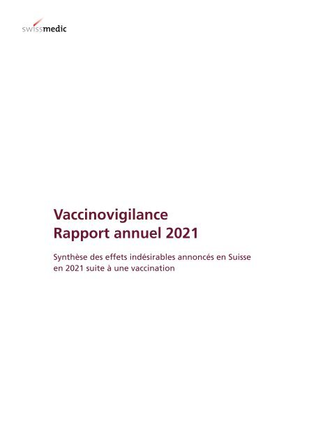 Vaccinovigilance - Effets indésirables liés à une vaccination - rapport annuel 2021