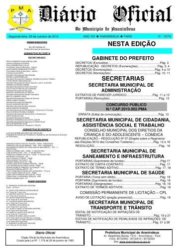 Diário Oficial - Prefeitura de Ananindeua