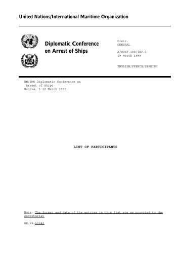 Diplomatic Conference on Arrest of Ships - Unctad